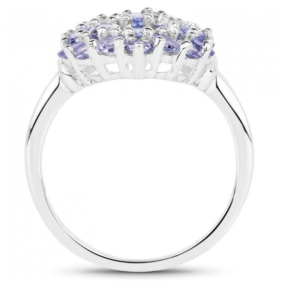2.31ctw Cluster  Genuine Tanzanite Size 7 Ring - Picture 3 of 4